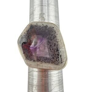 Sterling Silver Amethyst Geode Slice Ring Size 7.5